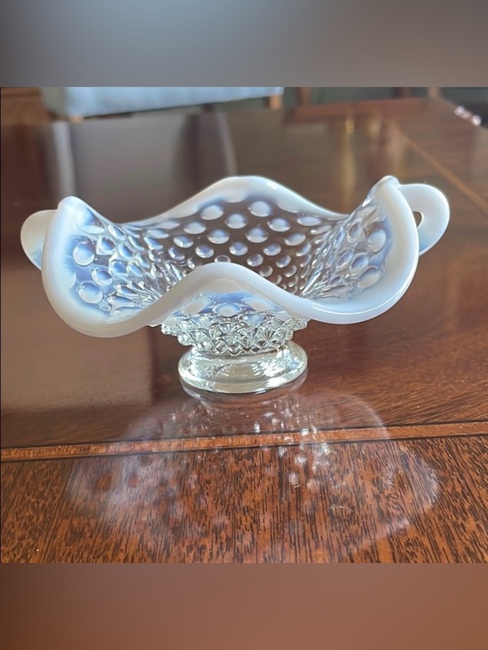 Fenton Other - Fenton French Opalescent hobnail crimped bonbon with handles